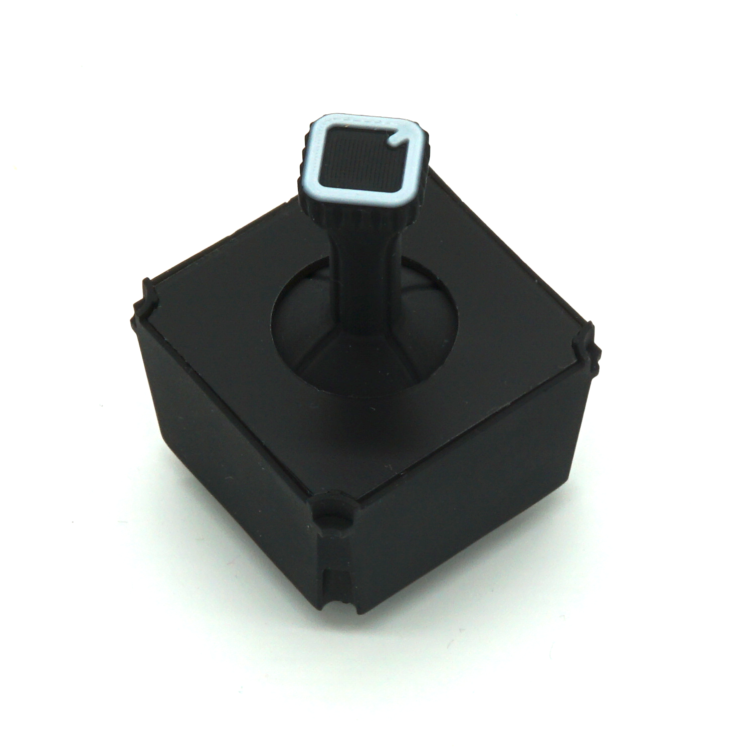 Analog Joystick module with dual X and Y axes on white background in isometric view – modular control for sim racing and flight sim button boxes.