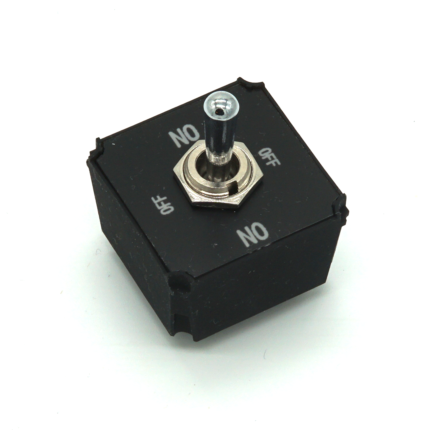 Large Toggle Switch module with heavy-duty lever on white background in isometric view – ON-OFF-ON variant for sim racing and flight sim button boxes.